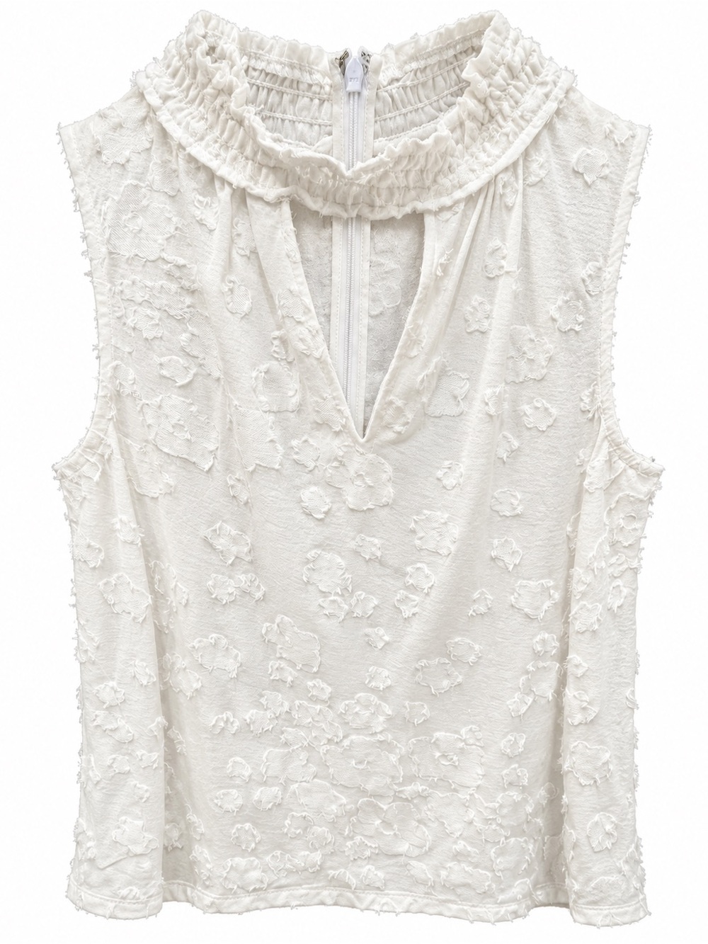 MICHAEL Michael Kors White Textured Sleeveless Blouse – Size Small
